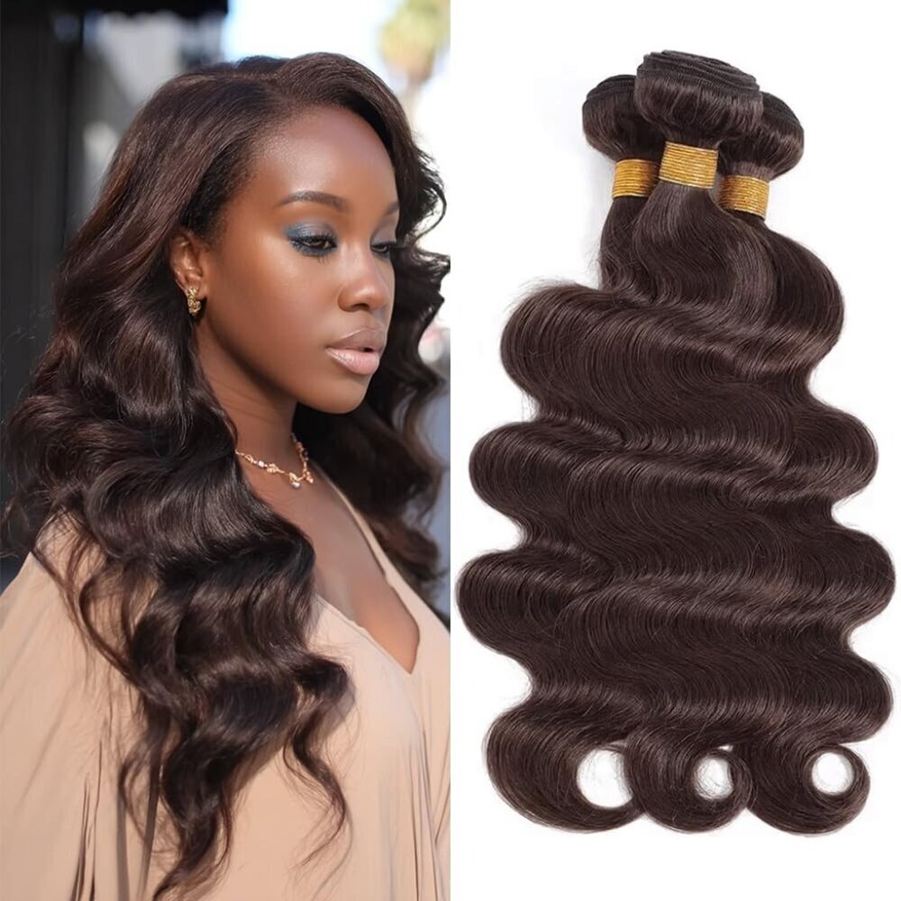 Hair Bundles Human Hair Brown Body Wave Double Weft 18-22 Inch Sew-In